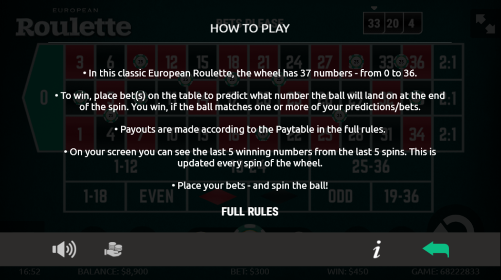 European Roulette 플레이 방법