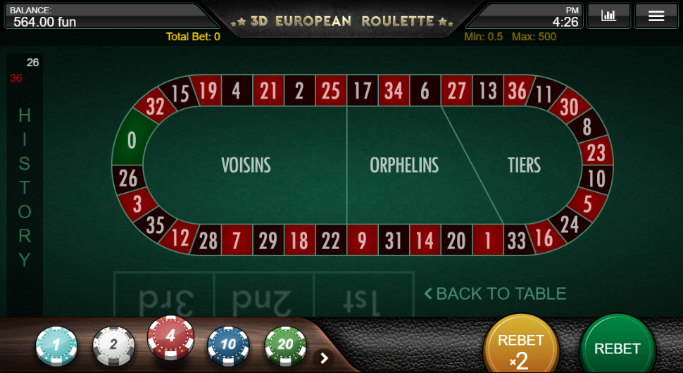 European Roulette रेसट्रैक