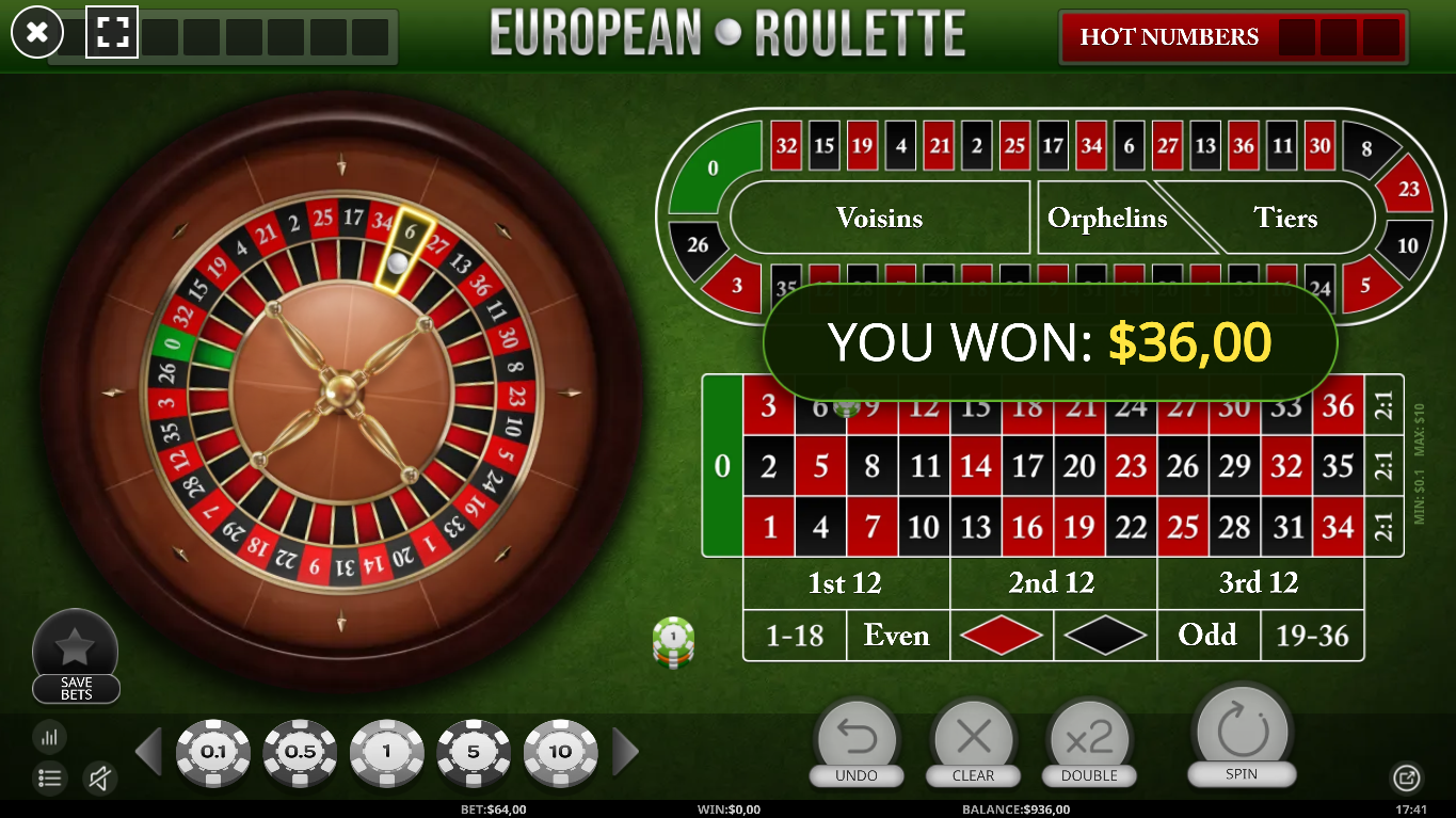 European Roulette Win