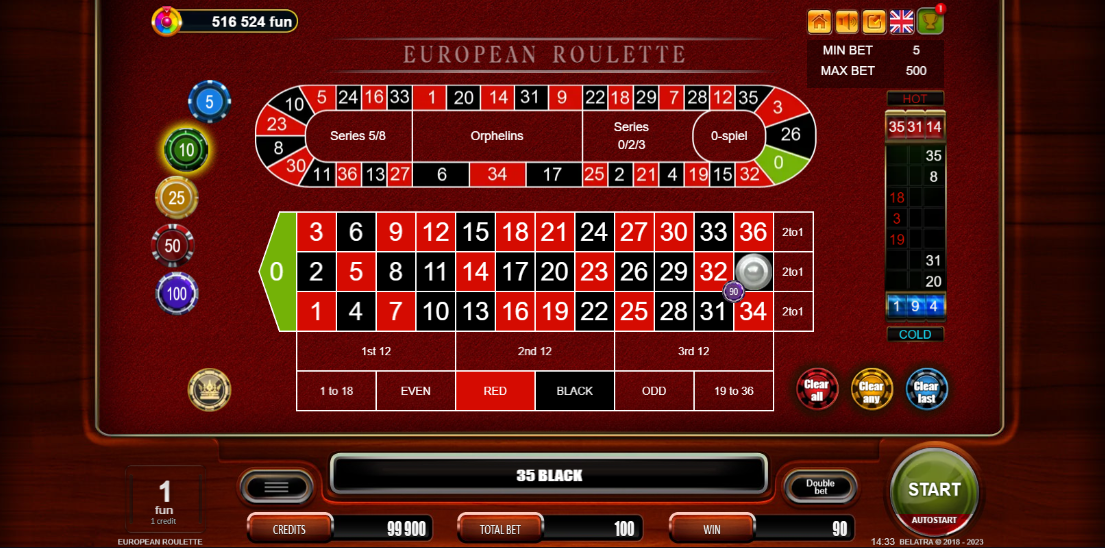 European Roulette Win