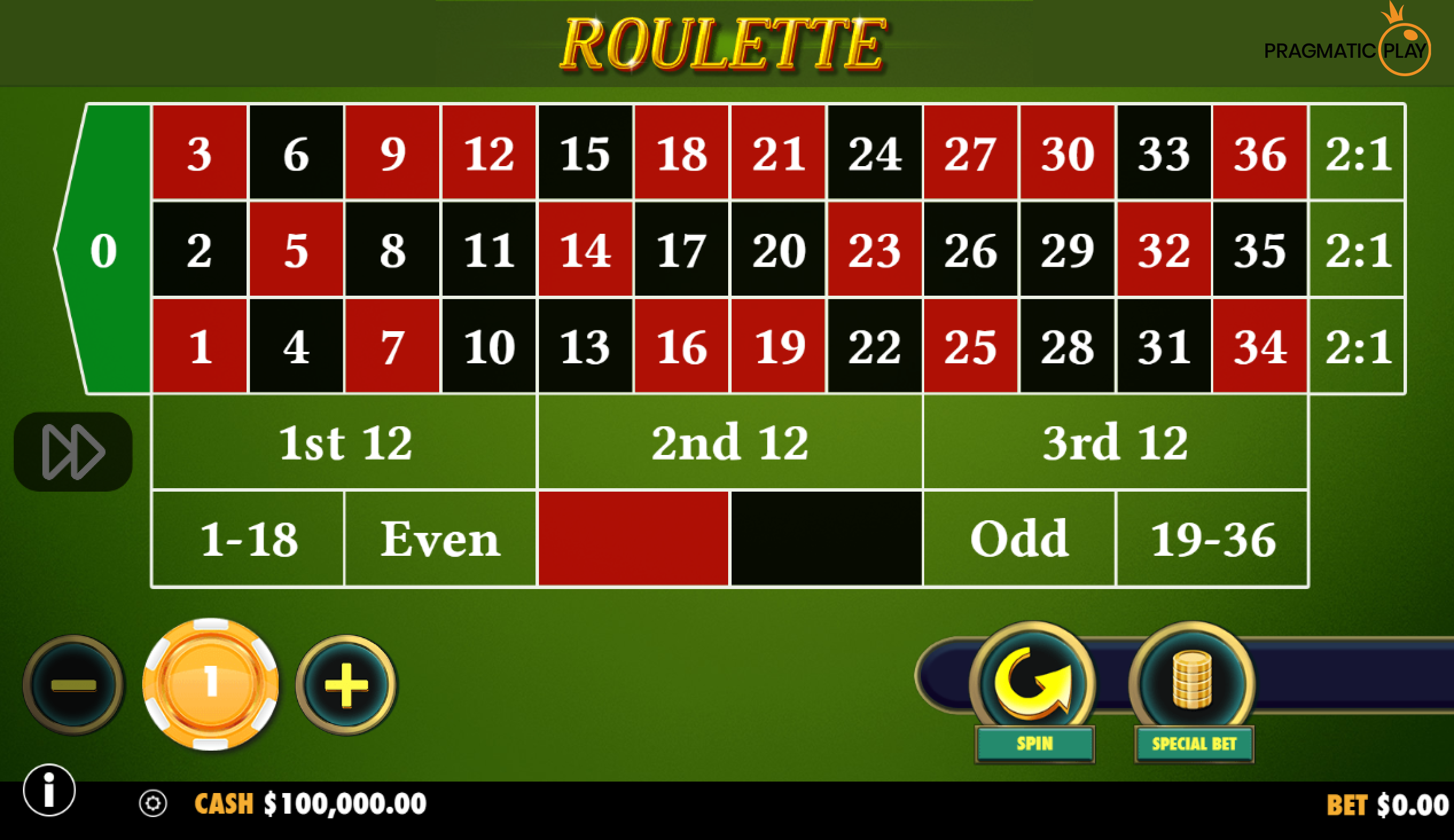 European Roulette deur Progmatic Play